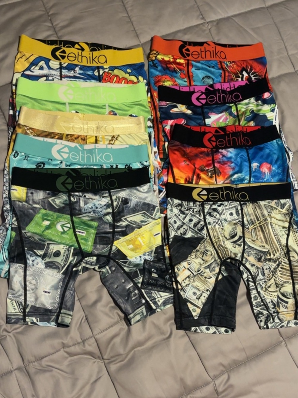 Ethika Kids One-Piece Boxer Briefs - Assorted Colorful Prints 9 pair all (M)boys